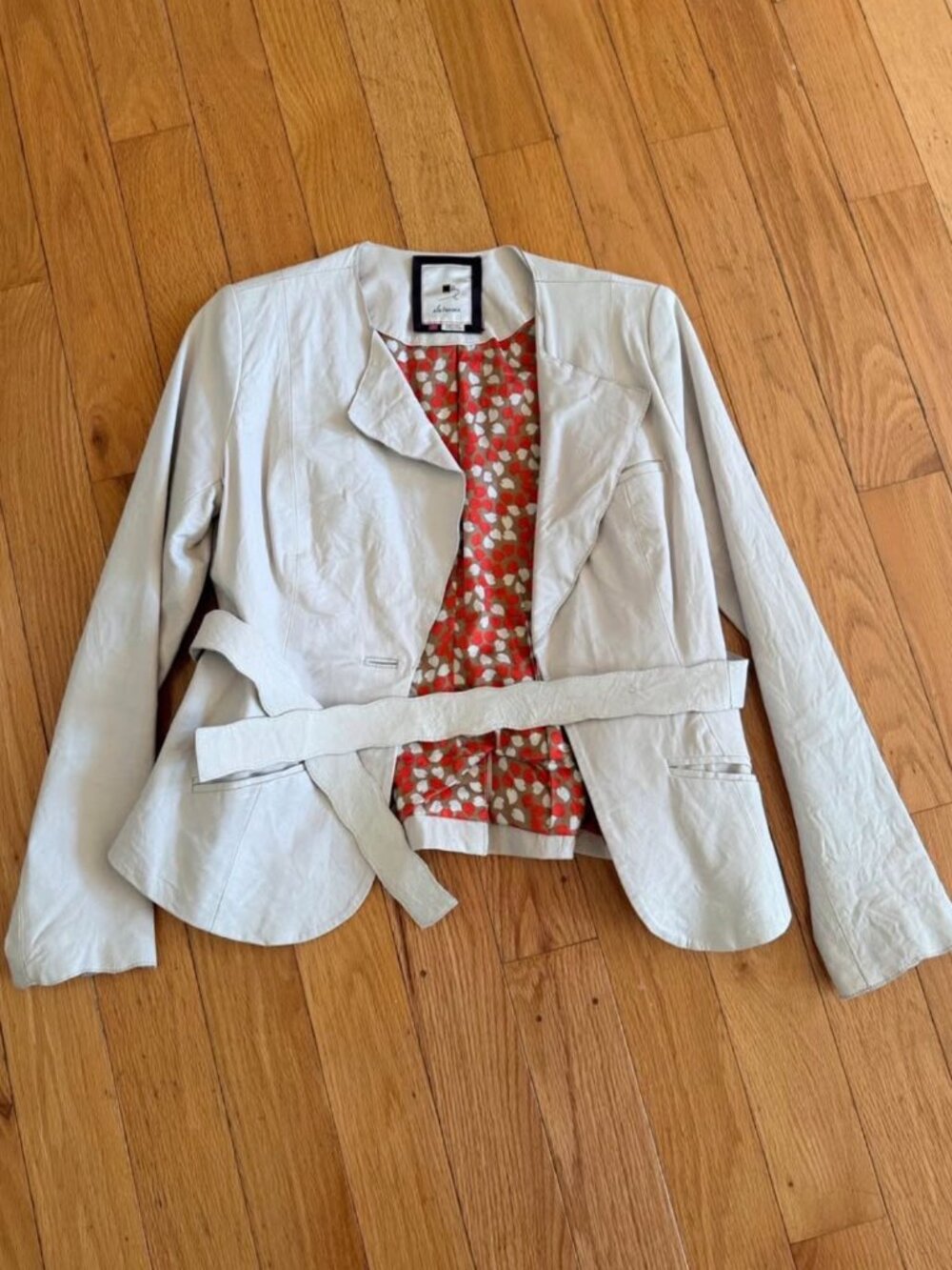 Elevenses Anthropologie Genuine Leather Belted Blazer Jacket